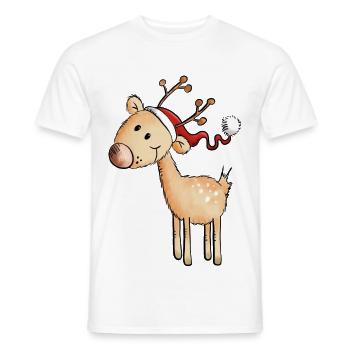 Cute Santa Claus Reindeer - Gift - Christmas - Men's T-Shirt - white - Front - AI Model Male 178 dark (178cm)