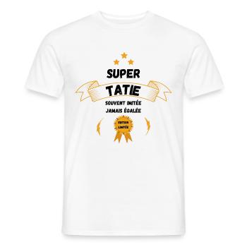 Super tatie, imitée jamais égalée / famille - T-shirt homme - blanc - Devant - AI Model Male 178 dark (178cm)