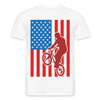 Cycliste patriotique de BMX - T-shirt homme - blanc - Devant - AI Model Male 178 dark (178cm)