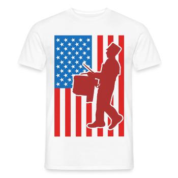 Drum USA Flag - Men's T-Shirt - white - Front - AI Model Male 178 dark (178cm)