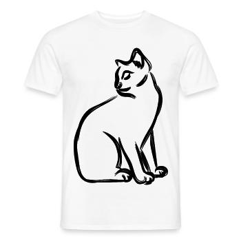 Chat - T-shirt homme - blanc - Devant - AI Model Male 178 dark (178cm)