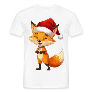 Fuchs mit Santa Hut - Männer T-Shirt - Weiß - Vorne - AI Model Male 178 dark (178cm)