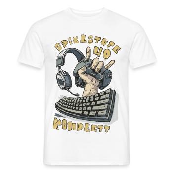 Gamer Keyboard Headphones 40th Birthday bday - Men's T-Shirt - white - Front - AI Model Male 178 dark (178cm)