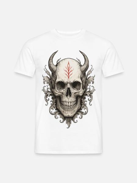 Crimson Rune Horned Skull - Men's T-Shirt - white