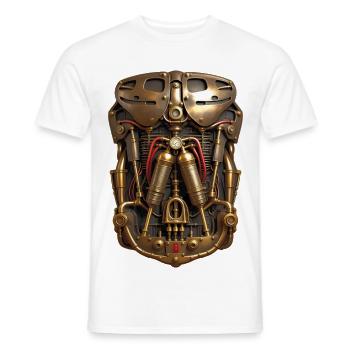 CYBORG-RÜSTUNG – Steam Punk'n'Roll - Männer T-Shirt - Weiß - Vorne - AI Model Male 178 dark (178cm)