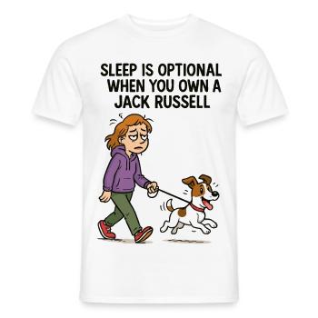 Propriétaire de chien fatigué & bande dessinée Jack Russell - T-shirt homme - blanc - Devant - AI Model Male 178 dark (178cm)