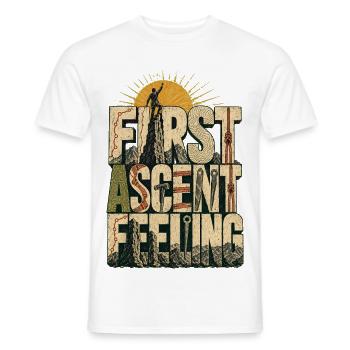 First Ascent Feeling Klettern Erstbegehung Gipfel - Männer T-Shirt - Weiß - Vorne - AI Model Male 178 dark (178cm)