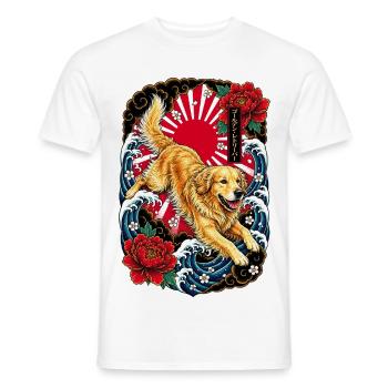 Golden Retriever im Japan Tattoo Stil - Männer T-Shirt - Weiß - Vorne - AI Model Male 178 dark (178cm)