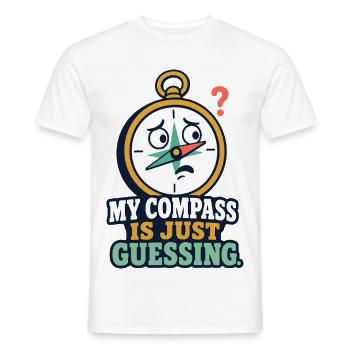 My Compass Is Just Guessing – Outdoor Humor - Männer T-Shirt - Weiß - Vorne - AI Model Male 178 dark (178cm)