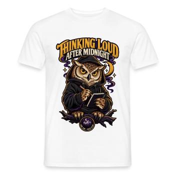 RobVibe Wild Club – Owl Thinking After Midnight - Männer T-Shirt - Weiß - Vorne - AI Model Male 178 dark (178cm)