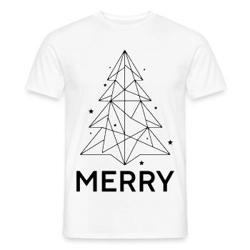MERRY Chrismas - Weihnachtsbaum Minimalistisch - Männer T-Shirt - Weiß - Vorne - AI Model Male 178 dark (178cm)