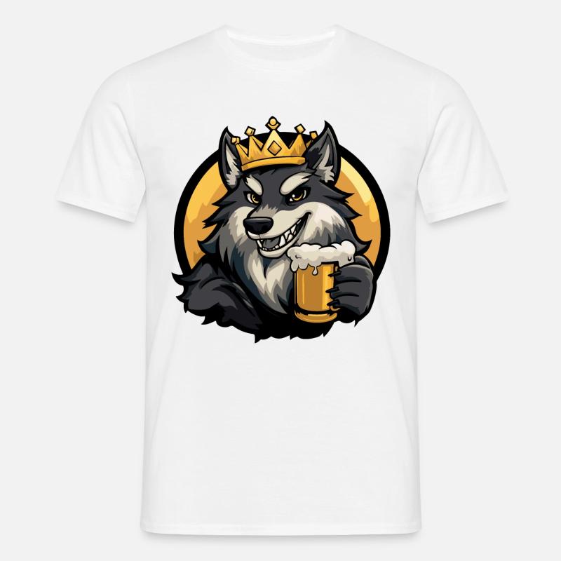 Wolf Bier Comic - Männer T-Shirt - Weiß