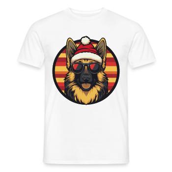Berger Allemand Chien Noël Cool - T-shirt homme - blanc - Devant - AI Model Male 178 dark (178cm)