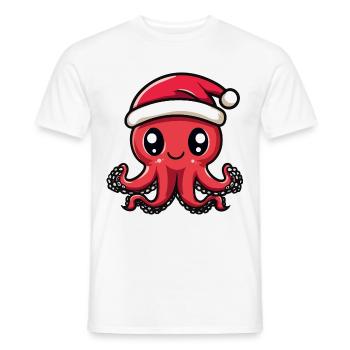 Octopus Christmas Christmas - Men's T-Shirt - white - Front - AI Model Male 178 dark (178cm)
