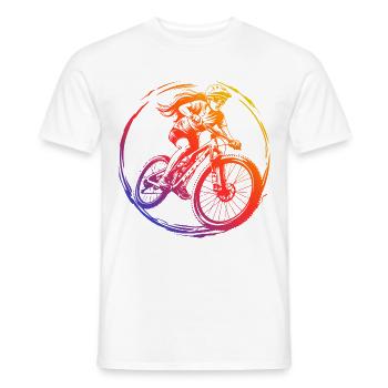 Mountainbike Fahrrad Silhouette Bunt - Männer T-Shirt - Weiß - Vorne - AI Model Male 178 dark (178cm)