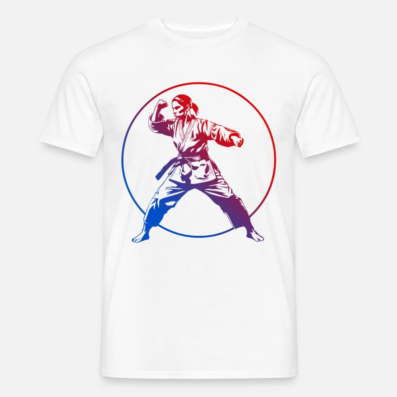 Karate Silhouette Bunt - Männer T-Shirt - Weiß