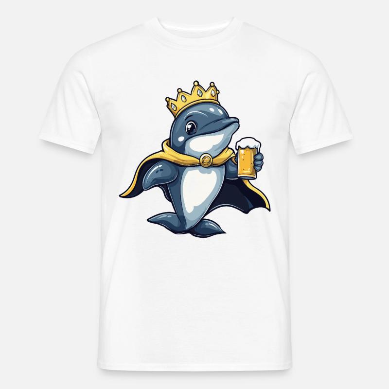 Delfin Bier Lustig - Männer T-Shirt - Weiß
