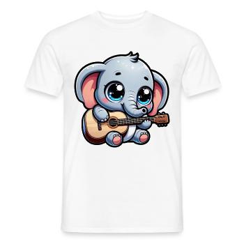 Elephant Playing the guitar Jumbo Melodies Baby Te - Men's T-Shirt - white - Front - AI Model Male 178 dark (178cm)