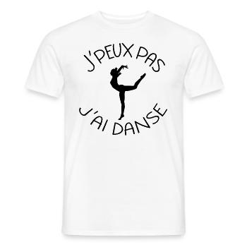 J'peux pas j'ai danse classique contemporaine mod - T-shirt homme - blanc - Devant - AI Model Male 178 dark (178cm)