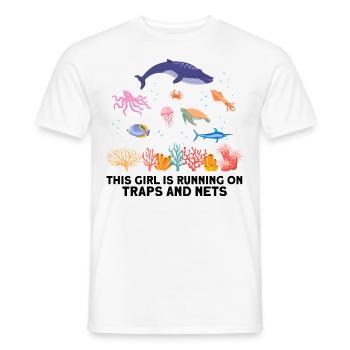 Girl Net Boat Marine Biologist Biology Ocean - Men's T-Shirt - white - Front - AI Model Male 178 dark (178cm)