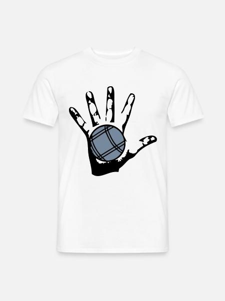 bola de petanca mano hand1 - Camiseta hombre - blanco