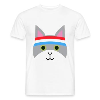 Jogging Katze - Männer T-Shirt - Weiß - Vorne - AI Model Male 178 dark (178cm)