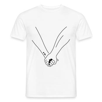 Holding mains peintes ongles cadeau point-virgule - T-shirt homme - blanc - Devant - AI Model Male 178 dark (178cm)