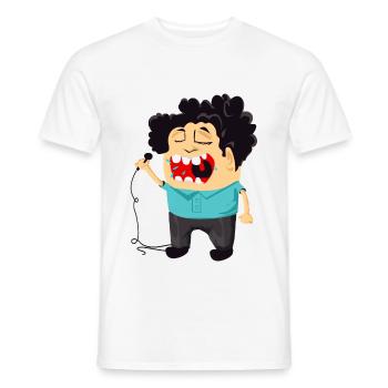 Karaoke singer doodle art - Men's T-Shirt - white - Front - AI Model Male 178 dark (178cm)