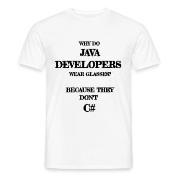 java developers joke Java Developer Developer - Men's T-Shirt - white - Front - AI Model Male 178 dark (178cm)