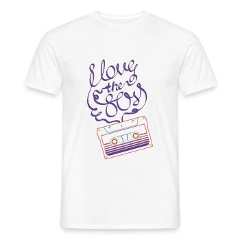 J'aime les années 80 - Bande Mixtape Tape Retro Music - T-shirt homme - blanc - Devant - AI Model Male 178 dark (178cm)