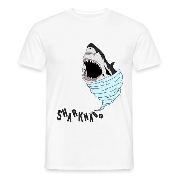 Sharknado Cool mix of tornado and sharks - Men's T-Shirt - white - Front - AI Model Male 178 dark (178cm)