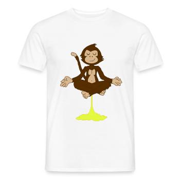 farting monkey meditates. Gift idea for funny - Men's T-Shirt - white - Front - AI Model Male 178 dark (178cm)