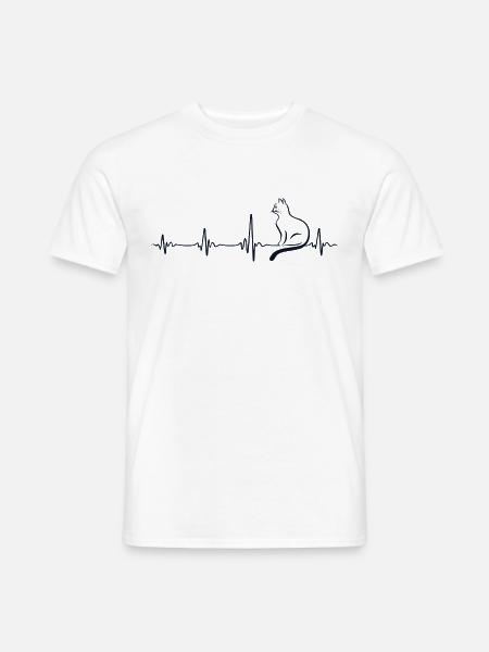 Heartbeat Cat Dark Blue - Men's T-Shirt - white