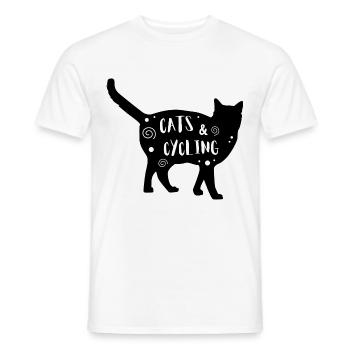 Chats & Cyclisme - T-shirt homme - blanc - Devant - AI Model Male 178 dark (178cm)