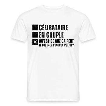 Célibataire en couple humour phrase drôle cadeau - T-shirt homme - blanc - Devant - AI Model Male 178 dark (178cm)
