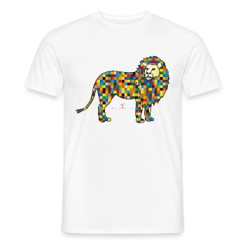 Exam lion with "links" through each exam - Men's T-Shirt - white - Front - AI Model Male 178 dark (178cm)