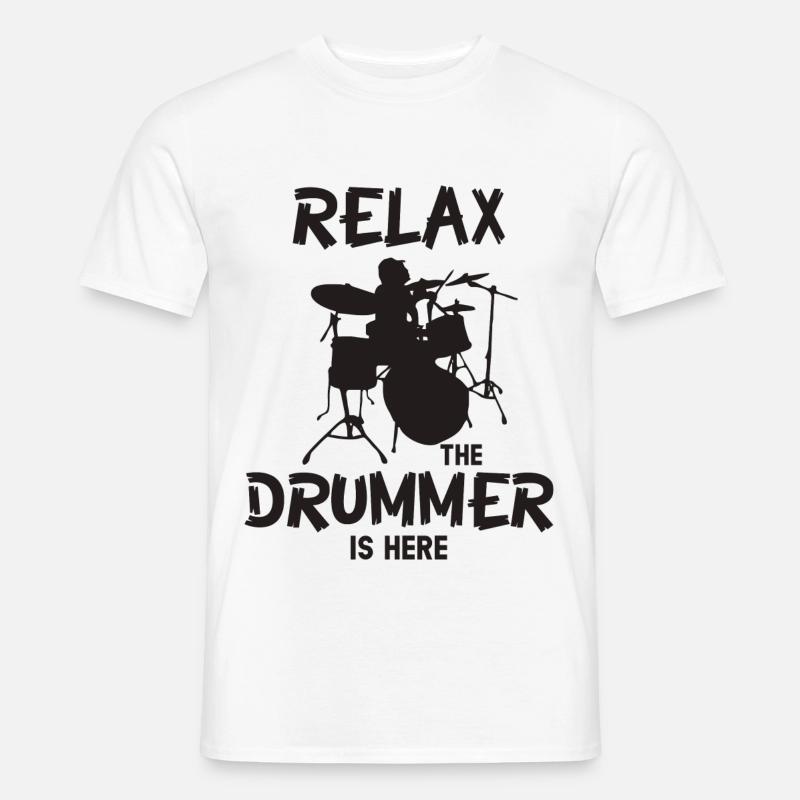 Relax The Drummer Is Here - Männer T-Shirt - Weiß