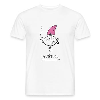 Poisson attitude - T-shirt homme - blanc - Devant - AI Model Male 178 dark (178cm)