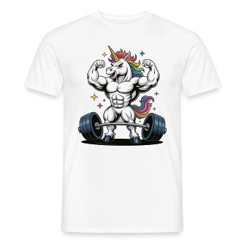Unicorn Power - Unicorn Weightlifting - Men's T-Shirt - white - Front - AI Model Male 178 dark (178cm)