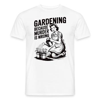 Jardinage Parce que le Meurtre Is Wrong - Rétro des années 50 - T-shirt homme - blanc - Devant - AI Model Male 178 dark (178cm)