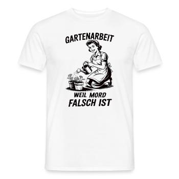 Gartenarbeit weil mord falsch ist - 50er Retro - Männer T-Shirt - Weiß - Vorne - AI Model Male 178 dark (178cm)