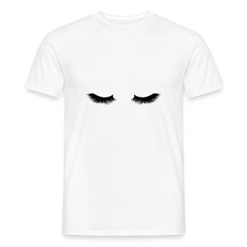 Make-Up Closed Eyes Black eyelashes - Men's T-Shirt - white - Front - AI Model Male 178 dark (178cm)