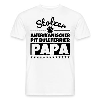 Amerikanischer Pit-Bullterrier lustig Herrchen Hun - Männer T-Shirt - Weiß - Vorne - AI Model Male 178 dark (178cm)