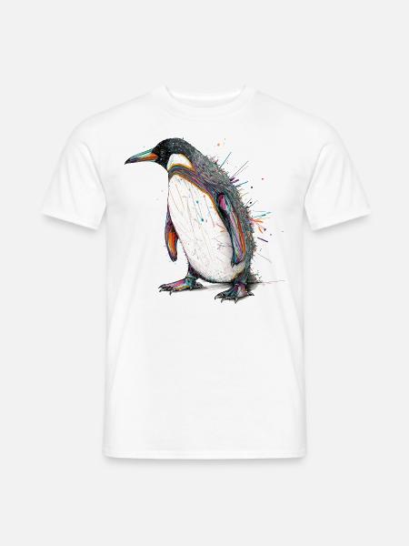 Pinguin Bunt Tiere Geschenk Kunst Tiermotiv - Männer T-Shirt - Weiß