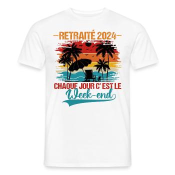 Retraité 2024 humour retraite cadeau pour retraité - T-shirt homme - blanc - Devant - AI Model Male 178 dark (178cm)