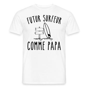 futur surfeur comme papa - T-shirt homme - blanc - Devant - AI Model Male 178 dark (178cm)