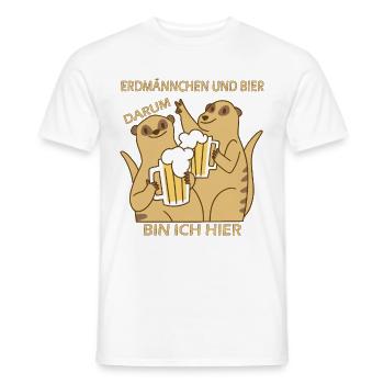 Erdmännchen und Bier darum bin ich hier - Männer T-Shirt - Weiß - Vorne - AI Model Male 178 dark (178cm)