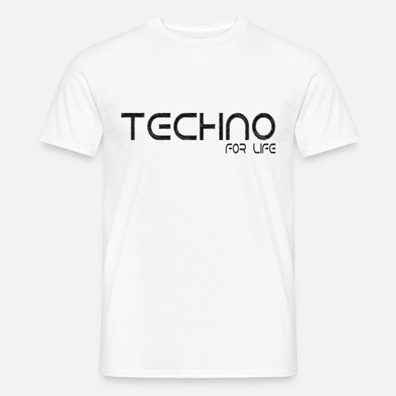 Techno - Techno music - for life - Männer T-Shirt - Weiß
