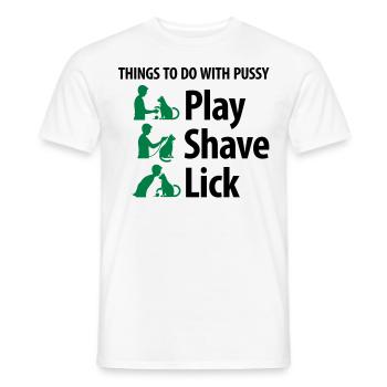 Les choses que vous pouvez faire avec une chatte. - T-shirt homme - blanc - Devant - AI Model Male 178 dark (178cm)