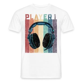 Spieler 1 Gaming partnerlook Kopfhörer - Männer T-Shirt - Weiß - Vorne - AI Model Male 178 dark (178cm)